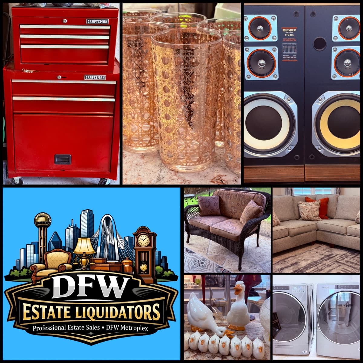 ~Incredible McKinney Estate Sale! Fine Furniture, Vintage Audio, WW2, Slot Cars, Quilts, Washer & Dryer Set, Sectional Sofa, Turntable, Sports Memorabilia, Leather, Cowboy Boots & Much More!! photo 1