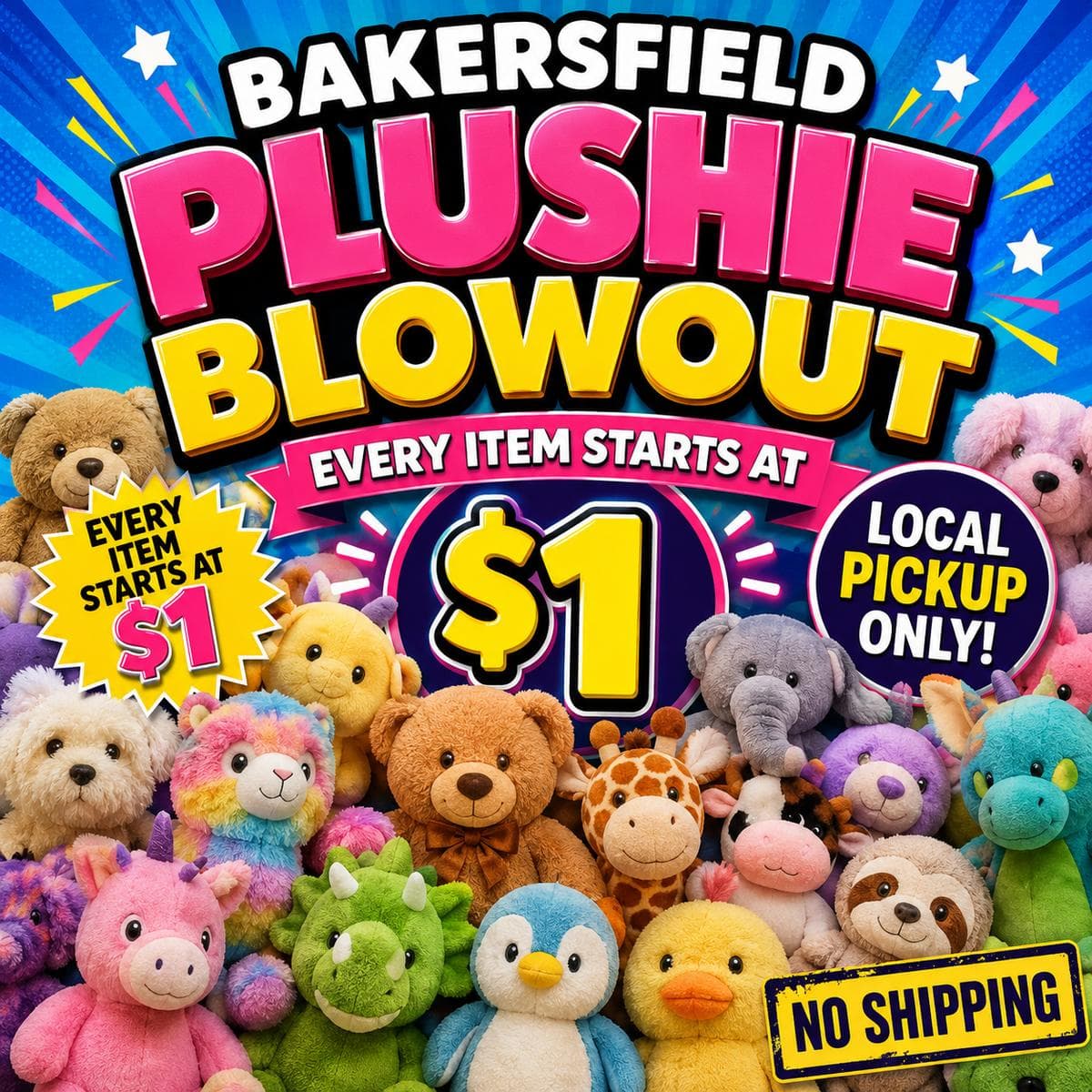 Bakersfield Plushie Blowout Auction | Every Item Starts at $1 photo 1