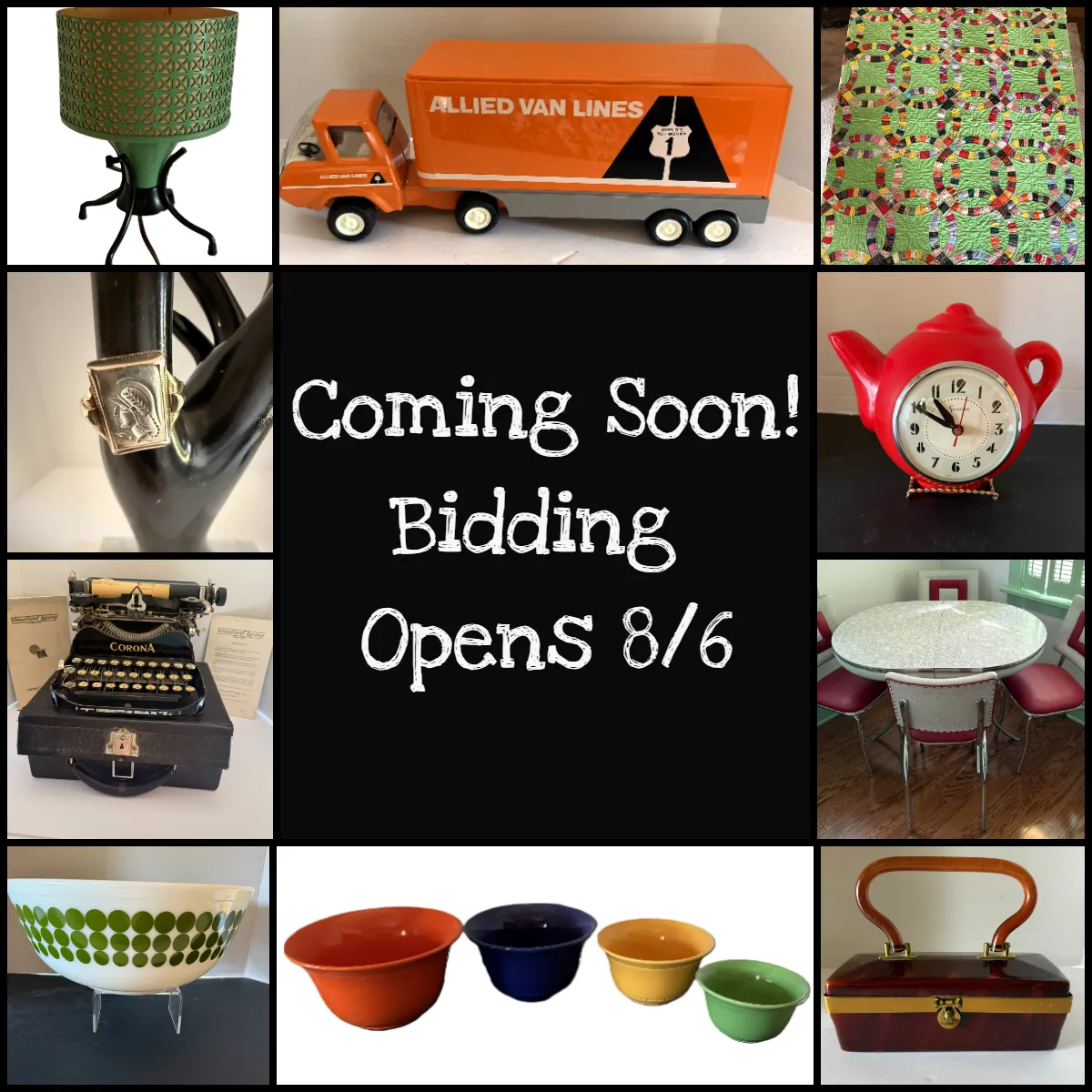 Charming S. Lincoln Moving Sale- MCM, Antiques, Primitives, Ster. Silver, Wicker, Pyrex, Quilts, Clocks, Lamps, Hall Pottery, Garden Items, Vtg Clothes, Holiday Decor, Trains, Vtg Tonka, Coins & More photo 1