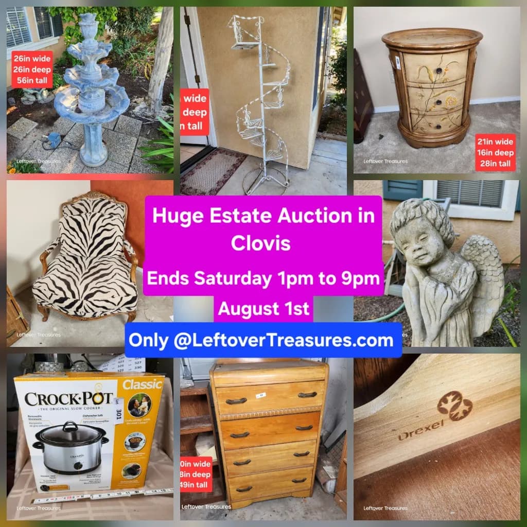 August. 1 - HUGE CLOVIS ESTATE AUCTION Part 1. 475 Lots. Ends SATURDAY 1p to 9p. Pick up SUN/MON photo 1