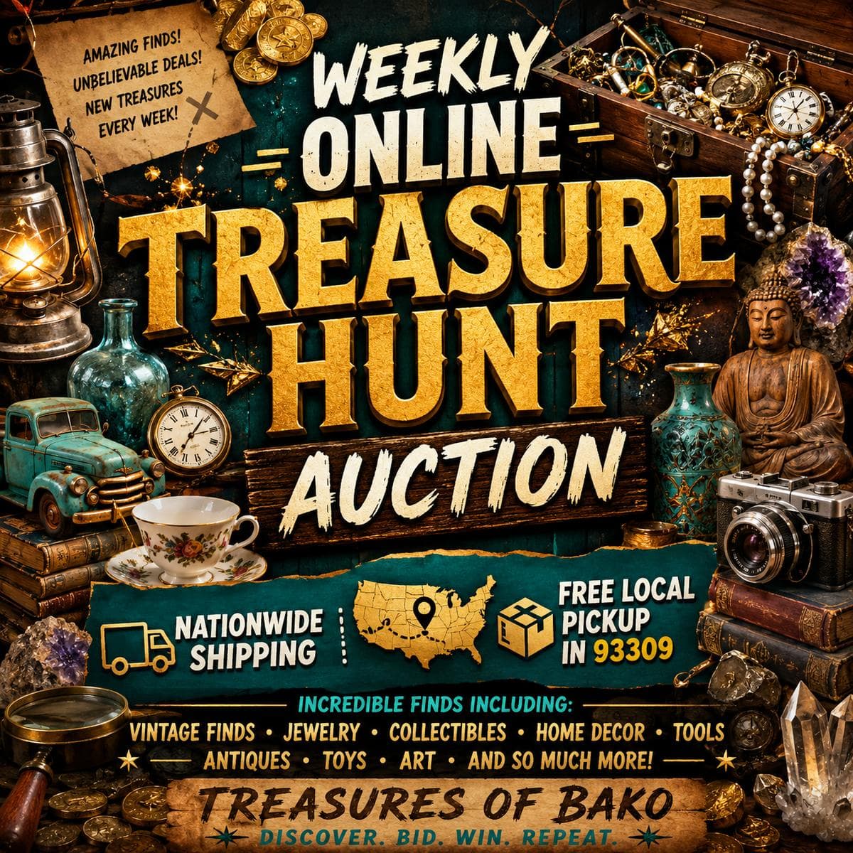Treasures Of Bako's Treasure Hunt Auction | Nationwide Shipping or Local Pickup 93309 photo 1