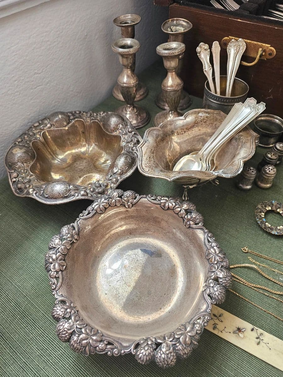 SALE BY HOLLY TAG SALE! TIFFANY JEWELRY & STERLING, HOOSIER CABINET, URANIUM GLASS, ALBUMS & MORE photo 3